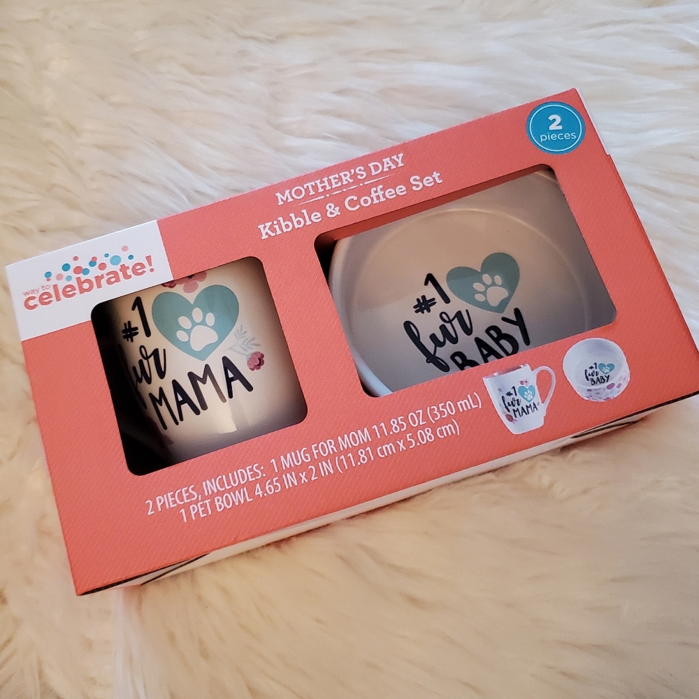 Kibble & Coffee set - Mug for Mom, Pet Bowl